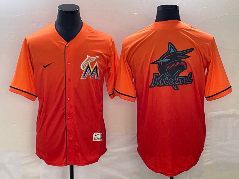 Men's Miami Marlins Orange Gradient Team Jersey